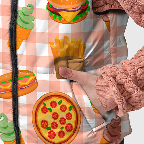 Детский жилет PIZZA DONUT BURGER FRIES ICE CREAM pattern / 3D-Светло-серый – фото 5