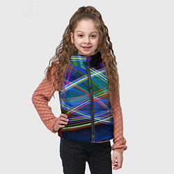 Детский жилет Разноцветные неоновые линии Абстракция Multicolore, цвет: 3D-светло-серый — фото 2