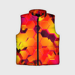 Детский жилет НЕОНОВЫЕ ГРАДИЕНТНЫЕ 3D гексаэдры, цвет: 3D-черный