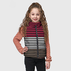 Детский жилет Красно-коричневый полосатый узор, цвет: 3D-черный — фото 2
