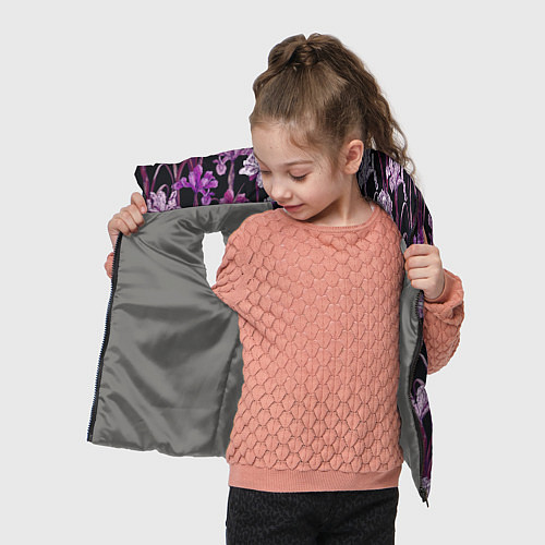 Детский жилет Цветы Фиолетовые Ирисы / 3D-Светло-серый – фото 4