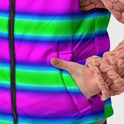 Детский жилет Зеленый и фиолетовые яркие неоновые полосы striped, цвет: 3D-черный — фото 2