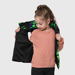 Детский жилет Неоновые дискообразные узоры - Зелёный, цвет: 3D-черный — фото 2