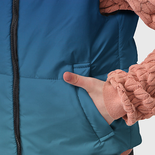 Детский жилет Текстурированный сине-бирюзовый градиент / 3D-Черный – фото 5