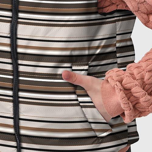 Детский жилет Горизонтальные коричневые бежевые черные полосы / 3D-Светло-серый – фото 5