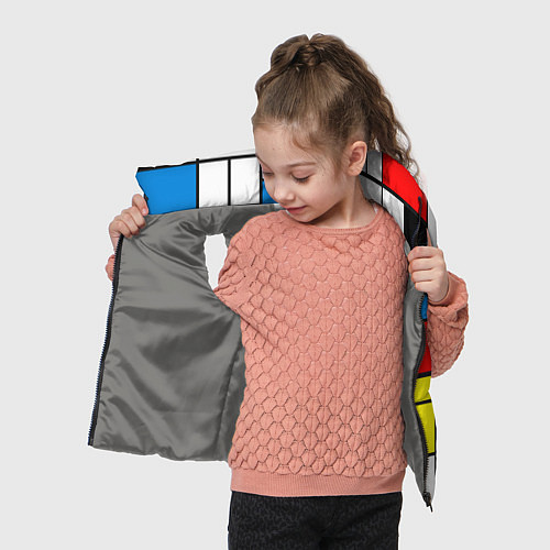 Детский жилет Texture of squares rectangles / 3D-Светло-серый – фото 4