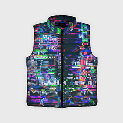 Детский жилет Ночной город - glitch, цвет: 3D-светло-серый