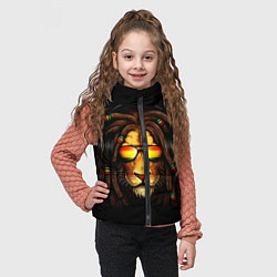 Детский жилет Лев в наушниках с дредами, цвет: 3D-черный — фото 2