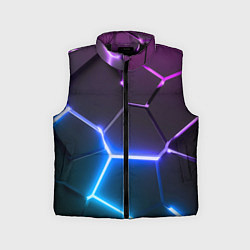 Детский жилет Фиолетовый градиент - неоновые геометрические плит, цвет: 3D-черный