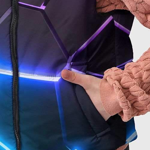 Детский жилет Фиолетовый градиент - неоновые геометрические плит / 3D-Светло-серый – фото 5