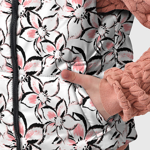 Детский жилет Бело-розовые цветы с черной обводкой / 3D-Красный – фото 5