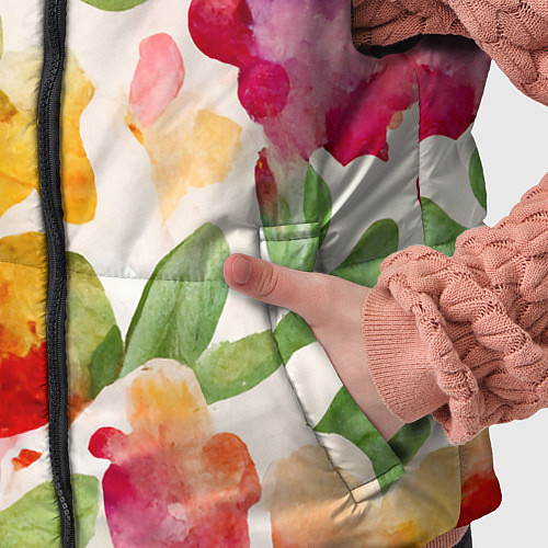 Детский жилет Романтичные акварельные цветы / 3D-Черный – фото 5