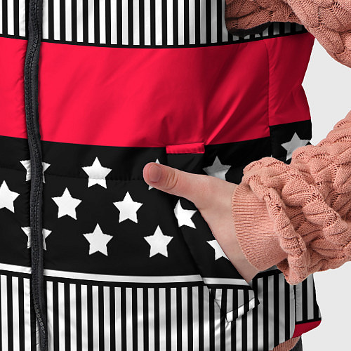 Детский жилет Red and black pattern with stripes and stars / 3D-Светло-серый – фото 5