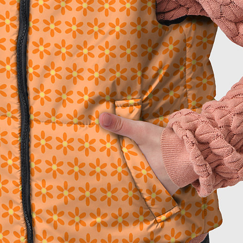 Детский жилет Оранжево-желтые цветочки / 3D-Черный – фото 5