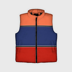 Детский жилет Combined pattern striped orange red blue, цвет: 3D-черный