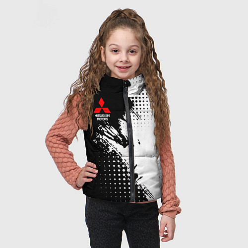 Детский жилет Mitsubishi - черно-белая абстракция / 3D-Красный – фото 3