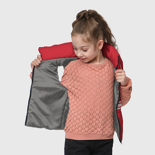 Детский жилет Три полосы на красном фоне / 3D-Светло-серый – фото 4