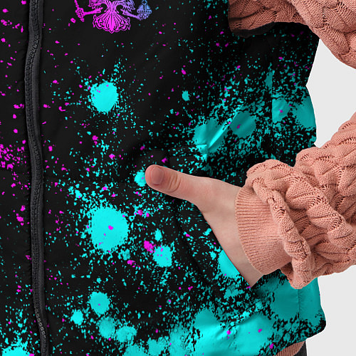 Детский жилет Софья и неоновый герб России: надпись, символ / 3D-Черный – фото 5