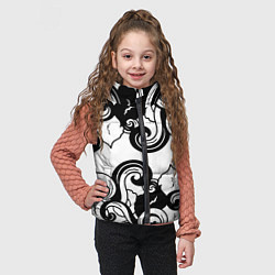 Детский жилет Черные волнистые узоры на белом, цвет: 3D-светло-серый — фото 2