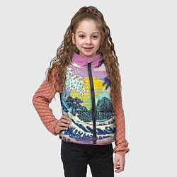 Детский жилет Штормовые океанские волны и пальмы, цвет: 3D-красный — фото 2