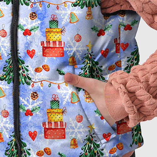 Детский жилет Новый год - елки и подарки / 3D-Красный – фото 5