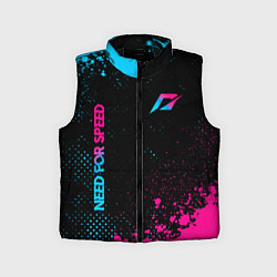 Детский жилет Need for Speed - neon gradient: надпись, символ, цвет: 3D-черный