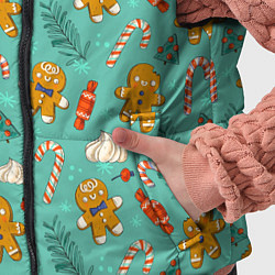 Детский жилет Новогодний паттерн с печеньем и конфетами, цвет: 3D-светло-серый — фото 2