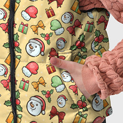 Детский жилет Новогодний фон со снеговиками и подарками, цвет: 3D-красный — фото 2