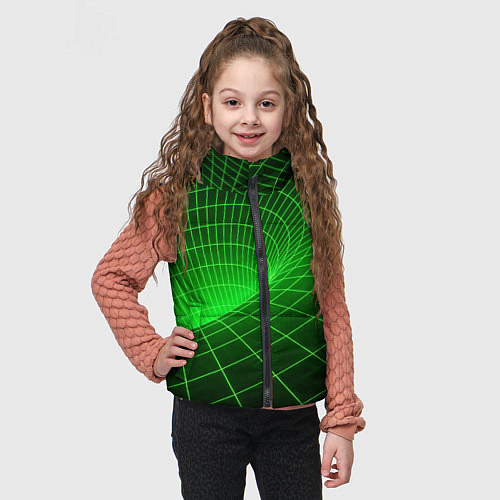 Детский жилет Зелёная неоновая чёрная дыра / 3D-Красный – фото 3