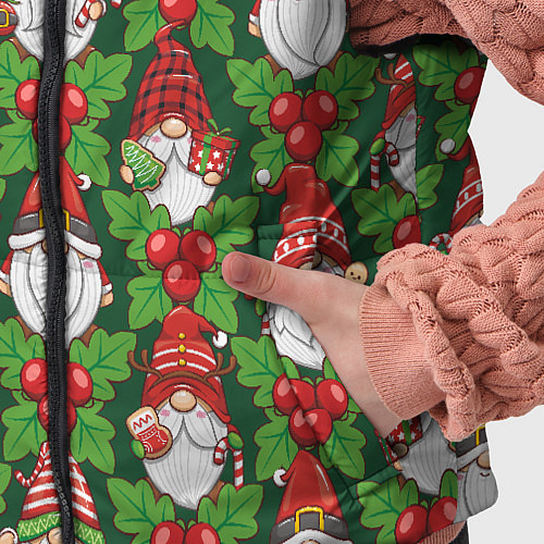Детский жилет Новогодние гномы - паттерн / 3D-Черный – фото 5
