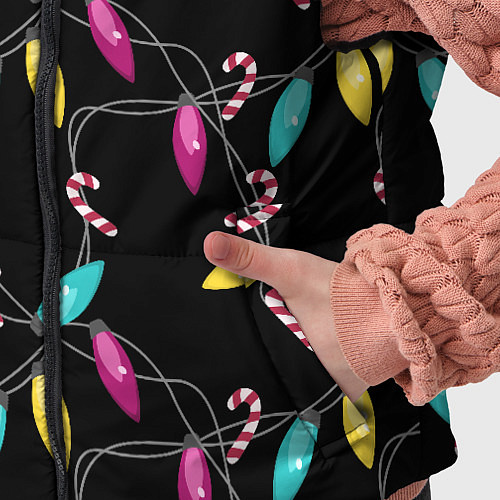 Детский жилет Новогодняя гирлянда черная / 3D-Светло-серый – фото 5