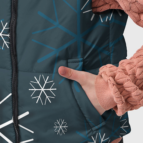 Детский жилет Белые снежинки на синем фоне / 3D-Светло-серый – фото 5