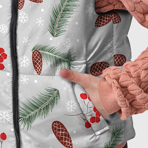 Детский жилет Зимние ягоды и шишки / 3D-Светло-серый – фото 5