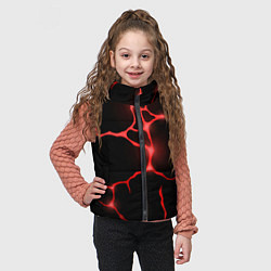 Детский жилет Красные неоновые трещины, цвет: 3D-черный — фото 2