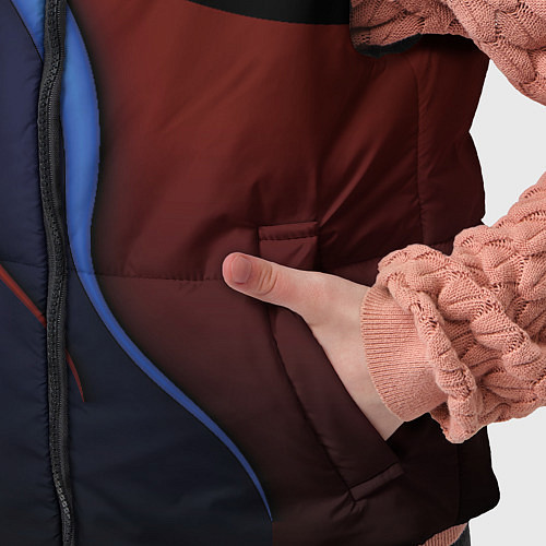 Детский жилет Синие, красные и белые разводы / 3D-Черный – фото 5