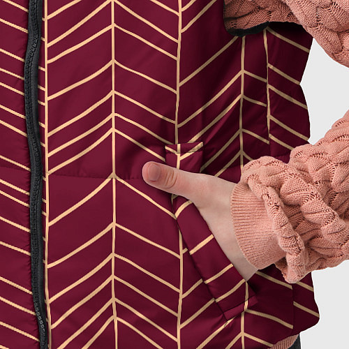 Детский жилет Красный фон и пудровые линии паттерн / 3D-Красный – фото 5