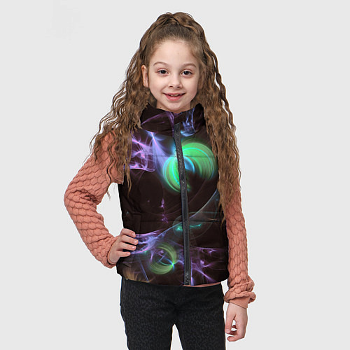 Детский жилет Магические фиолетовые волны и цветные космические / 3D-Красный – фото 3