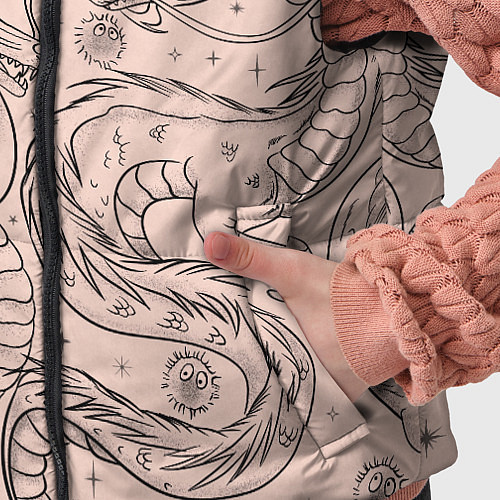 Детский жилет Дракон - унесенные призраками: тату на бежевом / 3D-Светло-серый – фото 5