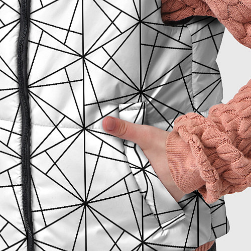 Детский жилет Чёрно-белый геометрический треугольный узор / 3D-Черный – фото 5