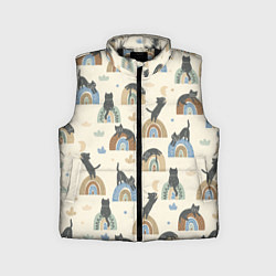 Детский жилет Котики на радуге - паттерн, цвет: 3D-черный