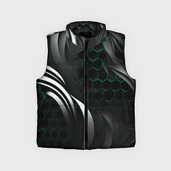 Детский жилет Объемные бирюзовые плиты и черные линии, цвет: 3D-черный