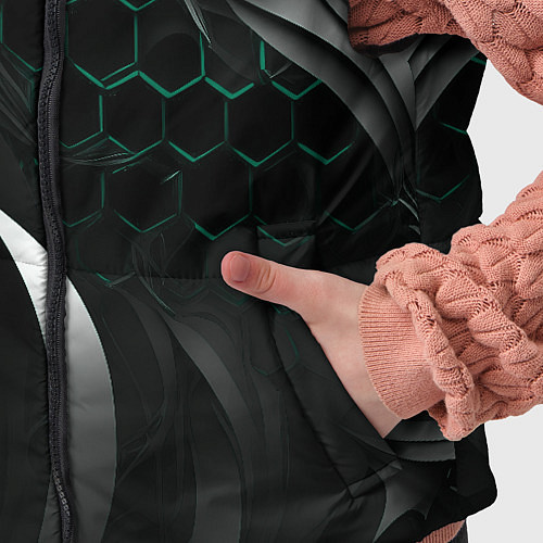 Детский жилет Объемные бирюзовые плиты и черные линии / 3D-Черный – фото 5