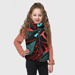 Детский жилет Красные и бирюзовые объекты, цвет: 3D-черный — фото 2