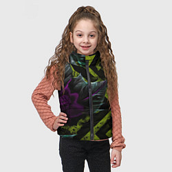 Детский жилет Фиолетовый цветок и зеленые абстрактные листья, цвет: 3D-красный — фото 2