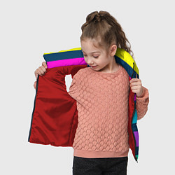 Детский жилет Разноцветные неоновые полосы, цвет: 3D-красный — фото 2