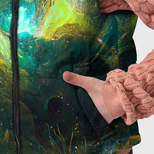 Детский жилет Небула в космосе в зеленых тонах - нейронная сеть / 3D-Черный – фото 5