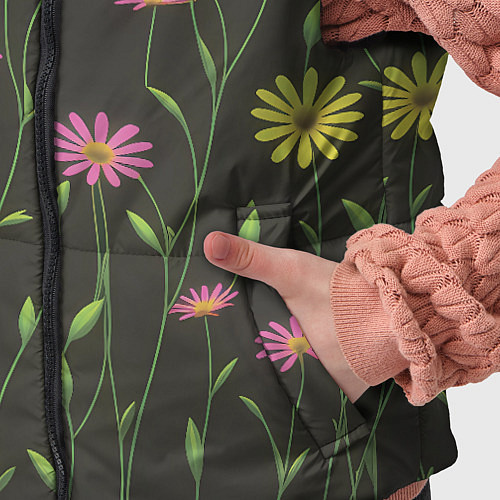 Детский жилет Полевые цветочки на темном фоне / 3D-Черный – фото 5
