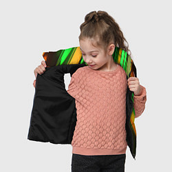 Детский жилет Зелёные и оранжевые пластины, цвет: 3D-черный — фото 2