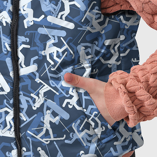 Детский жилет Сноубордист и Лыжник - камуфляж / 3D-Черный – фото 5