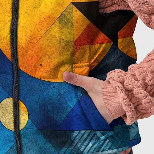 Детский жилет Жёлтая и синяя геометрия / 3D-Черный – фото 5